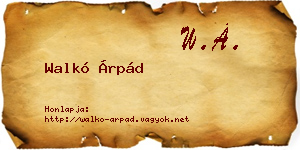 Walkó Árpád névjegykártya
